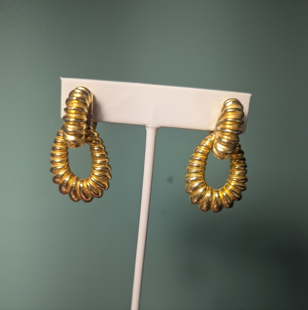 Pauline Radar Earrings Vintage Gold-Toned Hoop Bold Statement Maximalist